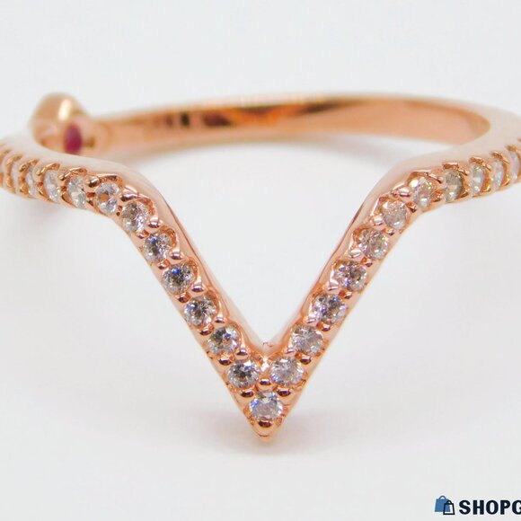 Designer ELLE 14KRG Plated 925 Sterling Silver Ring w/ Natural Ruby & CZ Accents - Picture 1 of 5